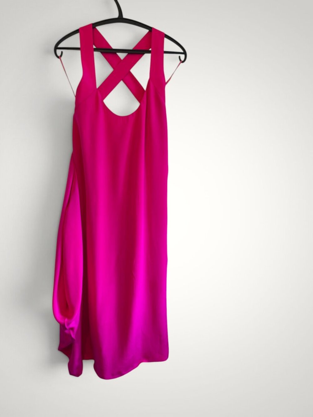 CK Calvin Klein hot pink silk side draped dress, Size S